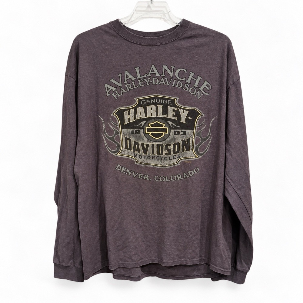 Harley-Davidson 2XL Long Sleeve T-Shirt Avalanche Denver CO Skull Graphic